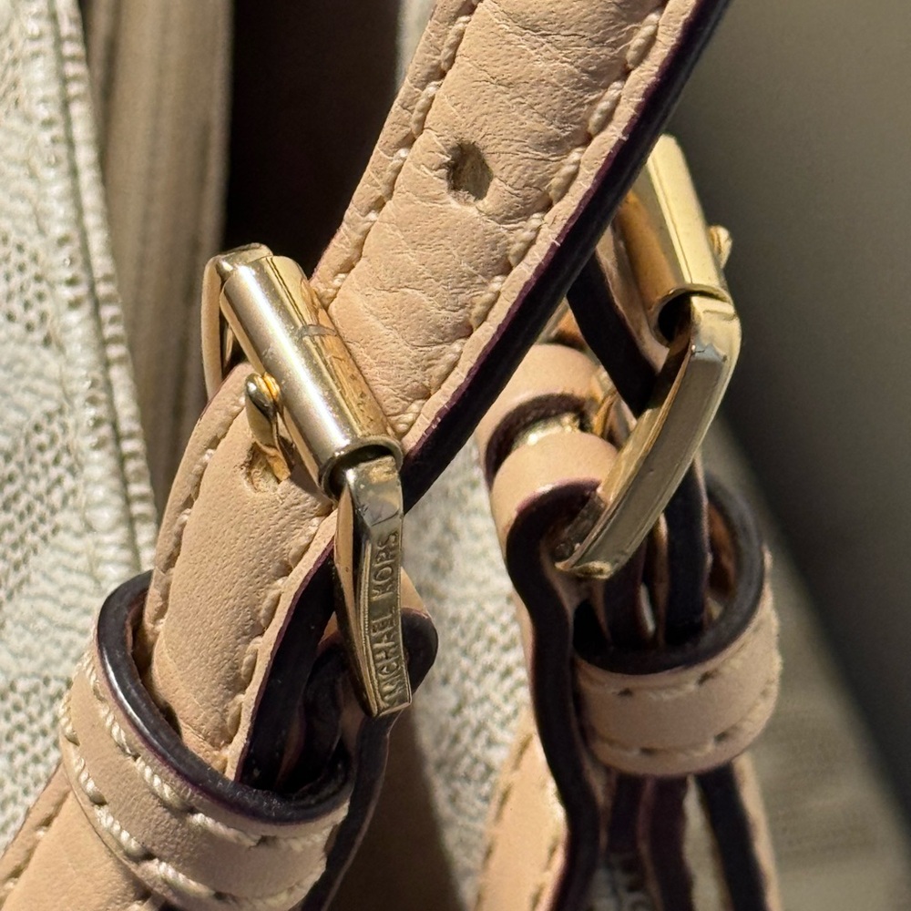 Michael Kors Light Beige MK Logo Tote with Beige Straps - Picture 13 of 13